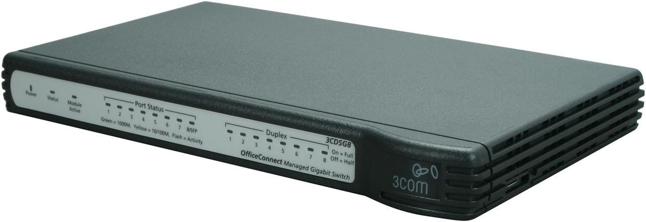 3CDSG8-US - 3Com OfficeConnect Managed Gigabit Switch 1 x SFP (mini-GBIC) Shared 9 x 10/100/1000Base-T LAN