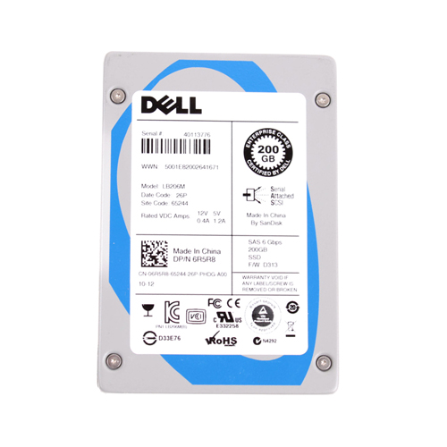 6R5R8 - Dell 200GB 2.5 inch MLC 6Gb/s SAS Solid State Drive
