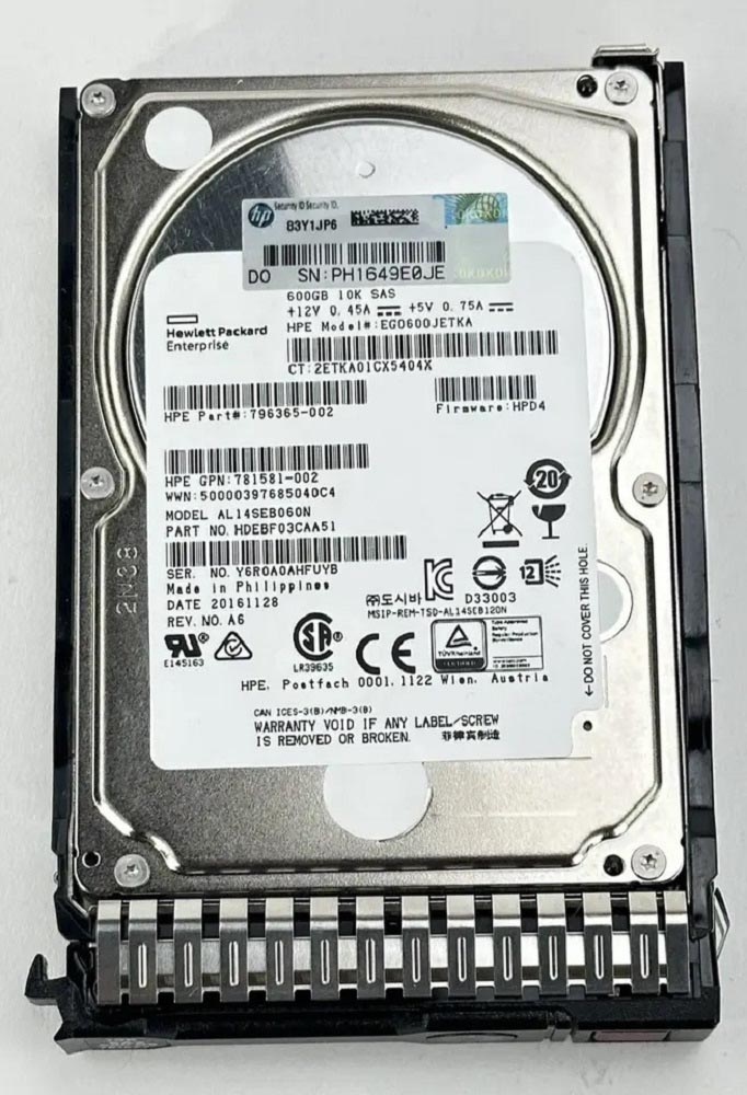 J9F46A - HPE 600GB 10000RPM SAS 12Gb/s 2.5-in Hard Drive