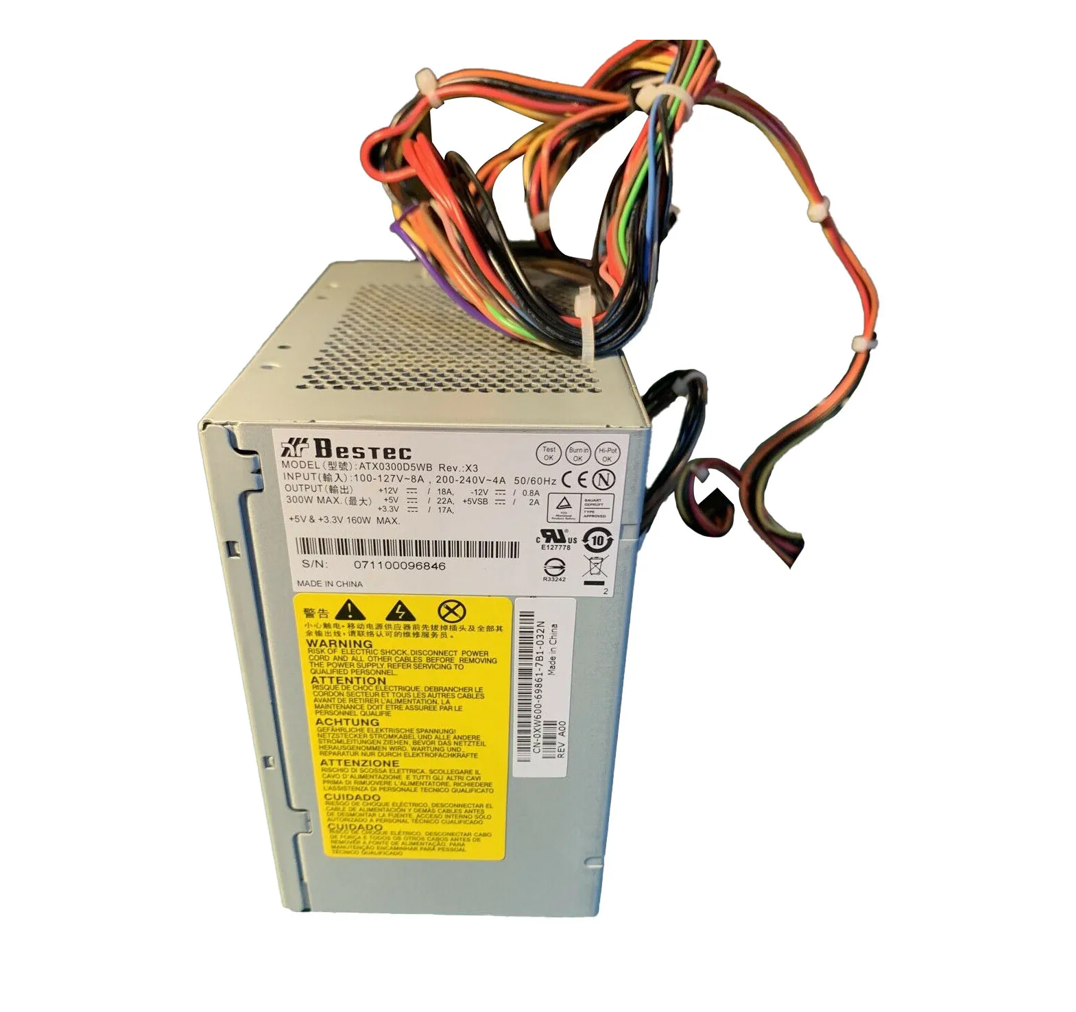 ATX0300D5WB - Bestec 300-Watts 200-240V 4A Power Supply