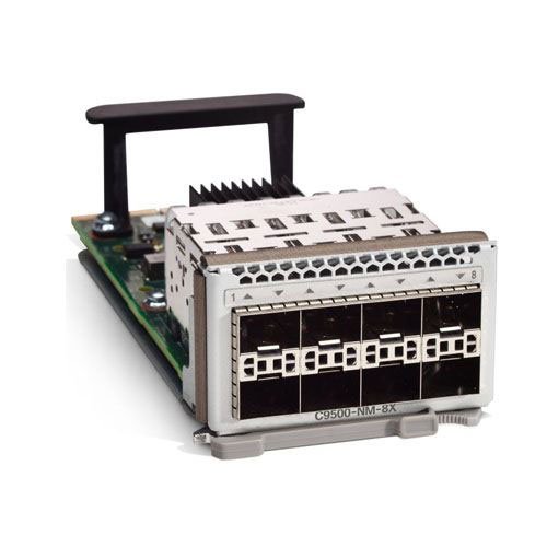 The C9500-NM-8X is an 8-port 10G SFP+ network module for Cisco Catalyst 9500 Series switches, providing high-speed connectivity and flexible network configurations.