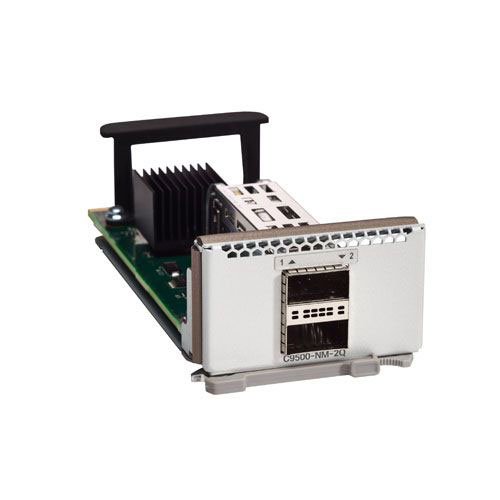 The C9500-NM-2Q is a 2-port 40G QSFP+ network module for Cisco Catalyst 9500 Series switches, providing high-speed uplink connectivity.