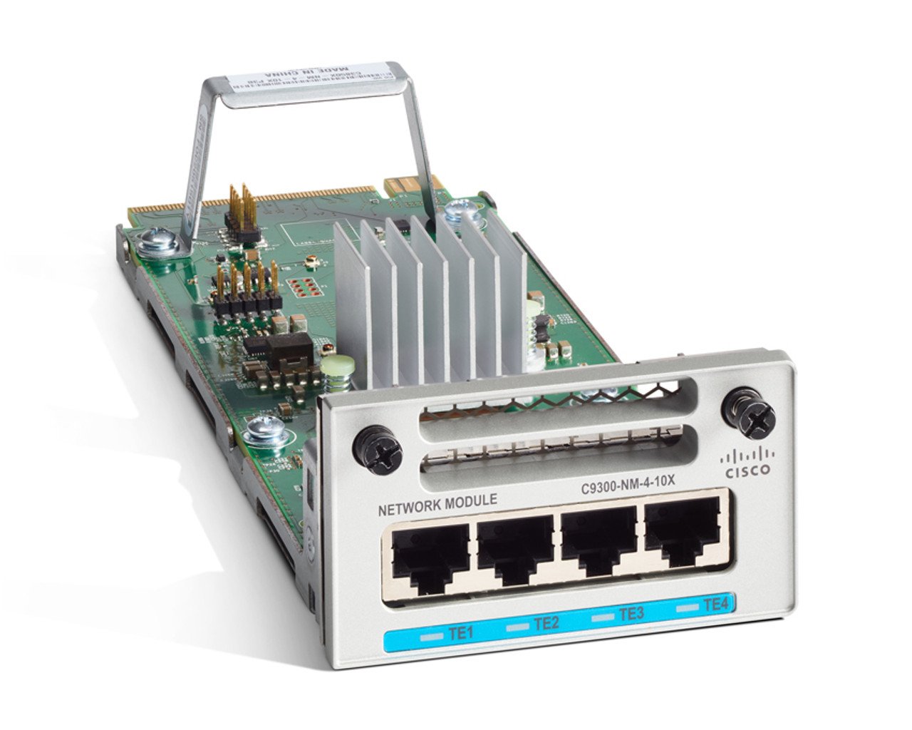 The Cisco C9300-NM-4M is a 4-port multigigabit network module for Catalyst 9300 Series switches, supporting speeds from 100 Mbps to 10 Gbps