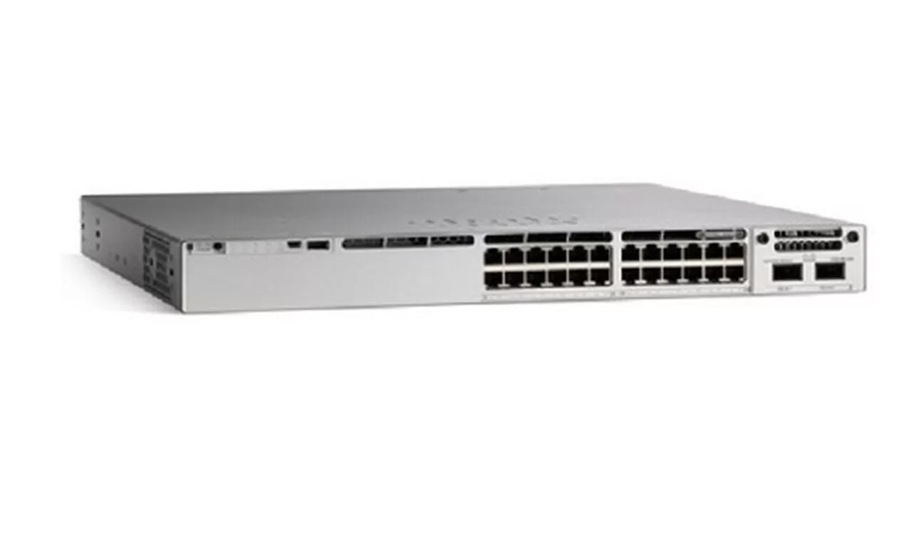 The Cisco Catalyst C9300L-24P-4X-E is a 24-port PoE+ Gigabit Ethernet switch with 4 x 10G uplinks, tailored for secure and scalable enterprise networking