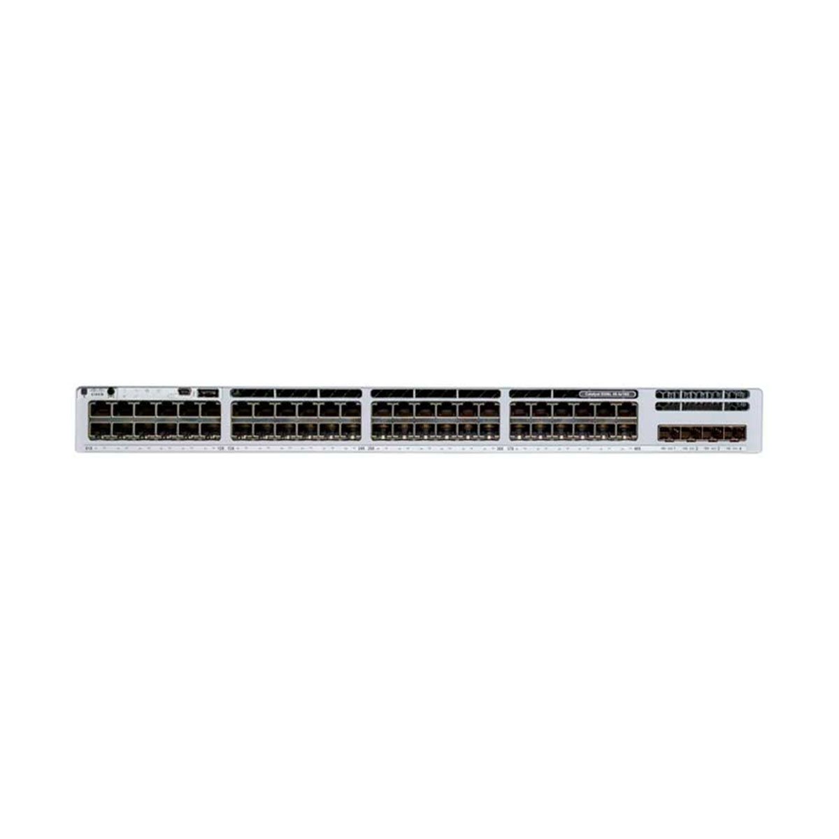 The Cisco Catalyst C9300L-48PF-4X-E is a 48-port PoE+ Gigabit Ethernet switch with 4 x 10G SFP+ uplinks, tailored for secure and scalable enterprise networking