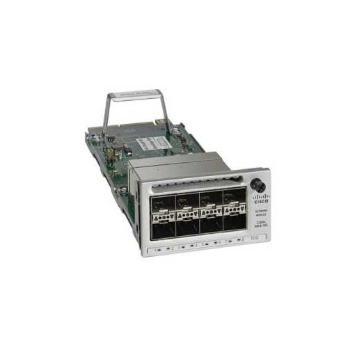 The Cisco C9300-NM-8X is a network module for the Catalyst 9300 Series, offering eight 10G SFP+ ports for high-speed uplink connectivity